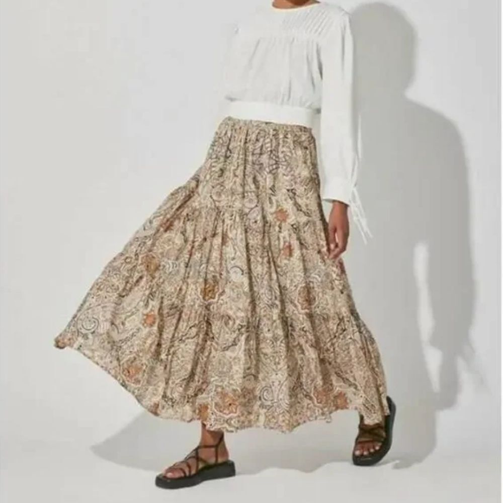 Cleobella Talia Organic Maxi Skirt in Kaleidoscope Paisley (M)